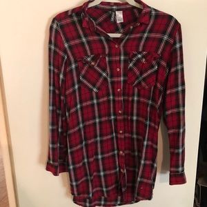 H&M Checkered Flannel Red Top Size 2